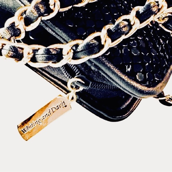 🥂💋 WHITING & DAVIS Vintage Black Metal Mesh Shoulder‎ Bag | 70s–80s Disco Glam - Picture 3 of 7